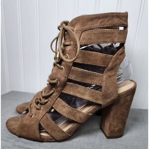 Faux Suede Gladiator Lace Up Heels Womens 8 So Me Club Date Formal